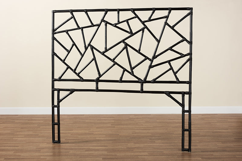 Rikke Black Rattan Queen Size Standalone Headboard