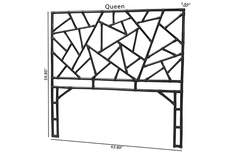 Rikke Black Rattan Queen Size Standalone Headboard