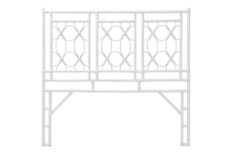 Genia Bohemian White Rattan Queen Size Standalone Headboard