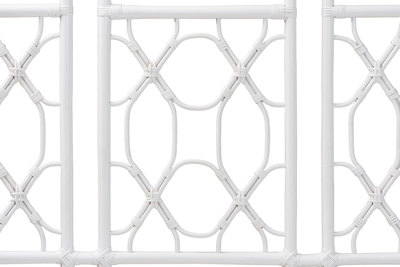 Genia Bohemian White Rattan Queen Size Standalone Headboard