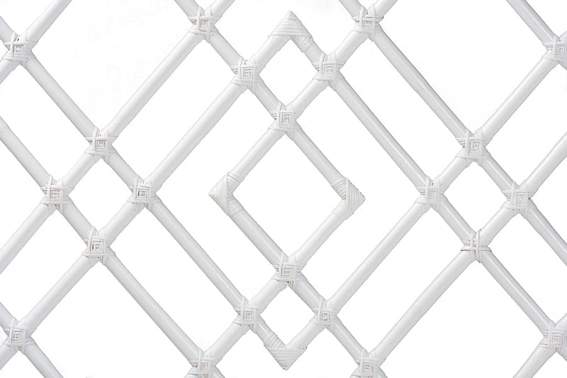 Leighton Bohemian White Rattan Queen Size Standalone Headboard Baxton