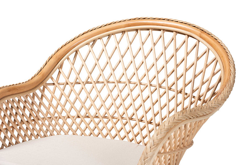 Colburn Bohemian Natural Braided Rattan Arm Chair Baxton