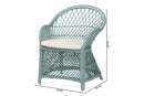 Colburn Bohemian Light Blue Braided Rattan Arm Chair Baxton
