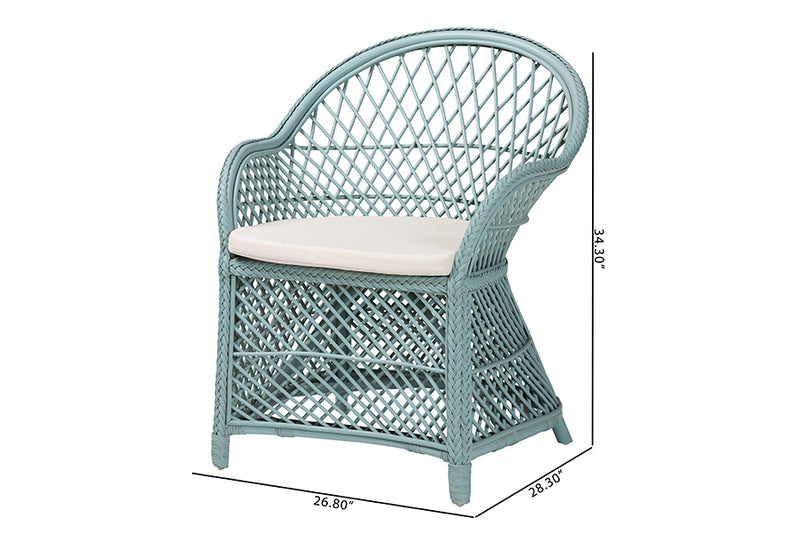 Colburn Bohemian Light Blue Braided Rattan Arm Chair