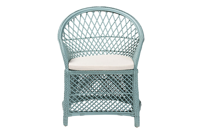 Colburn Bohemian Light Blue Braided Rattan Arm Chair