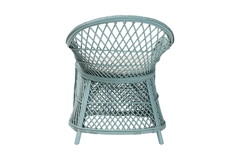 Colburn Bohemian Light Blue Braided Rattan Arm Chair