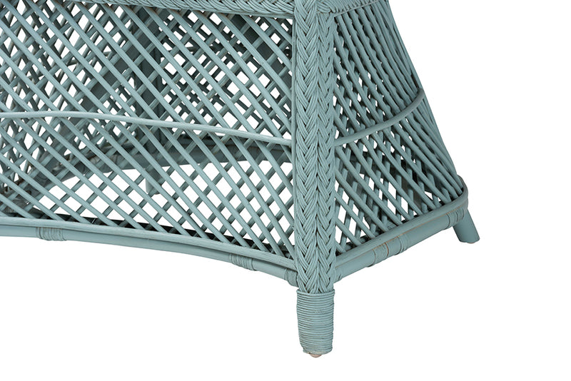 Colburn Bohemian Light Blue Braided Rattan Arm Chair