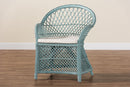 Colburn Bohemian Light Blue Braided Rattan Arm Chair Baxton