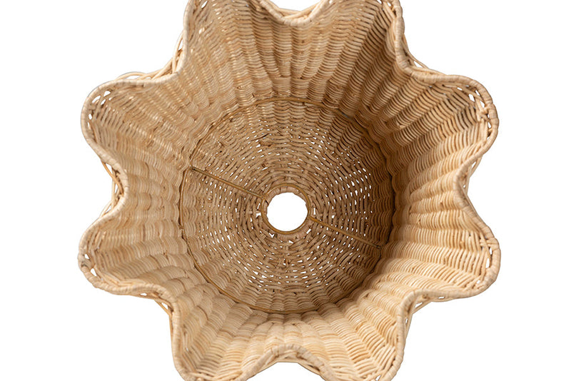 Anesa Bohemian Natural Scalloped Rattan Pendant Lampshade Baxton