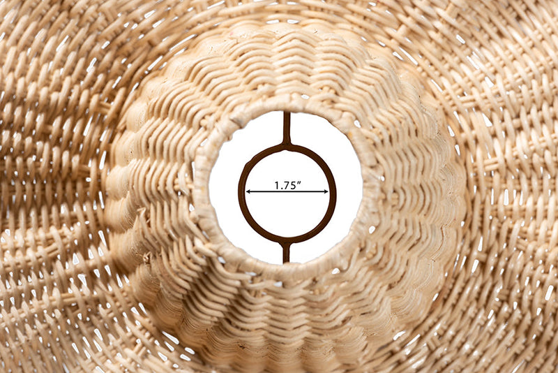 Ally Bohemian Natural Scalloped Rattan Pendant Lampshade Baxton