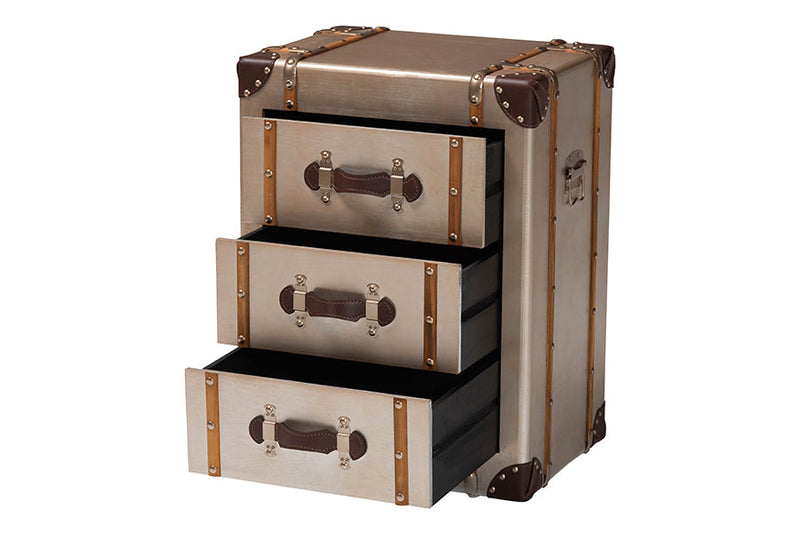 Tessa Matte Bronze 3-Drawer Cabinet Baxton
