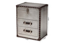 Dilan Silver Metal 2-Drawer End Table Baxton