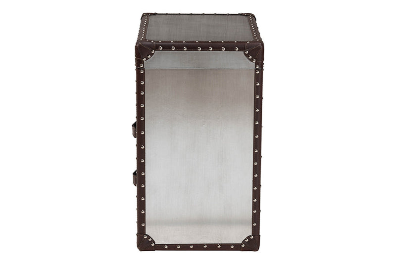 Dilan Silver Metal 2-Drawer End Table Baxton