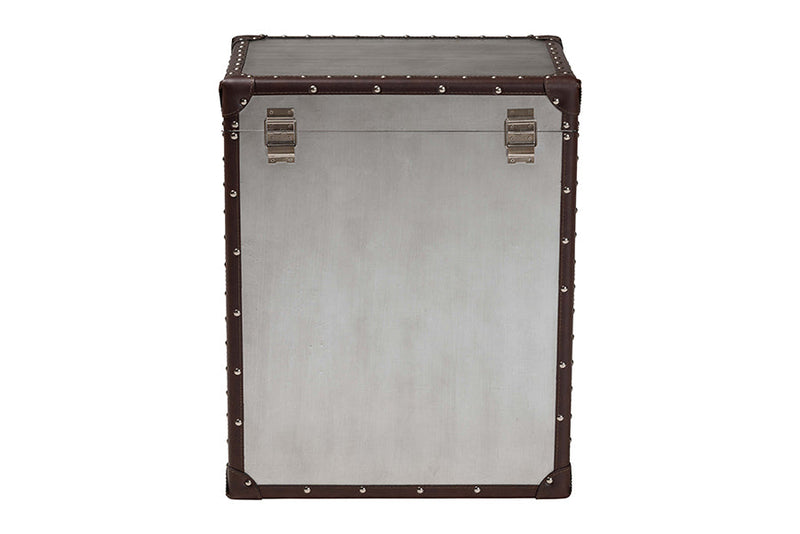 Dilan Silver Metal 2-Drawer End Table Baxton