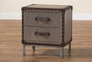 Haylie Silver Metal 2-Drawer End Table Baxton
