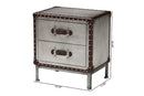 Haylie Silver Metal 2-Drawer End Table Baxton