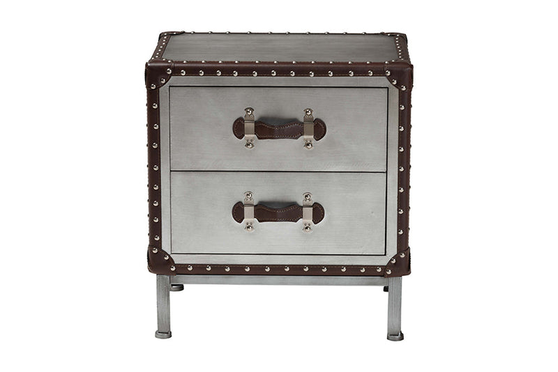 Haylie Silver Metal 2-Drawer End Table Baxton