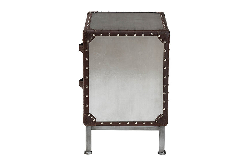 Haylie Silver Metal 2-Drawer End Table Baxton