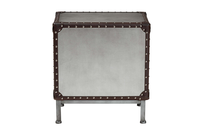 Haylie Vintage Silver Metal 2-Drawer End Table