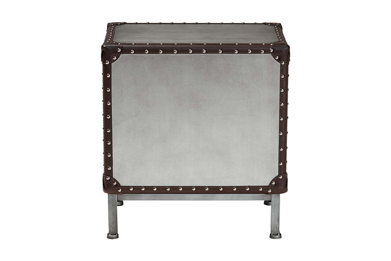 Haylie Silver Metal 2-Drawer End Table Baxton