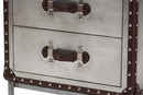 Haylie Silver Metal 2-Drawer End Table Baxton