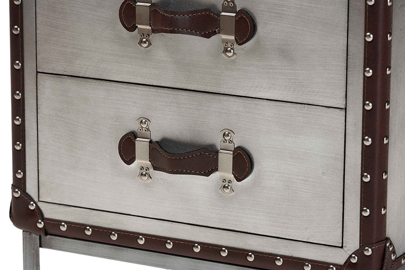 Haylie Silver Metal 2-Drawer End Table Baxton