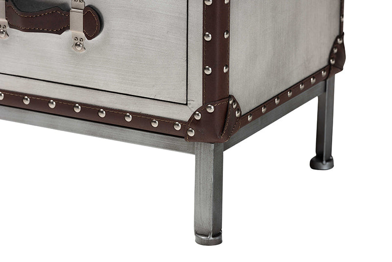 Haylie Silver Metal 2-Drawer End Table Baxton