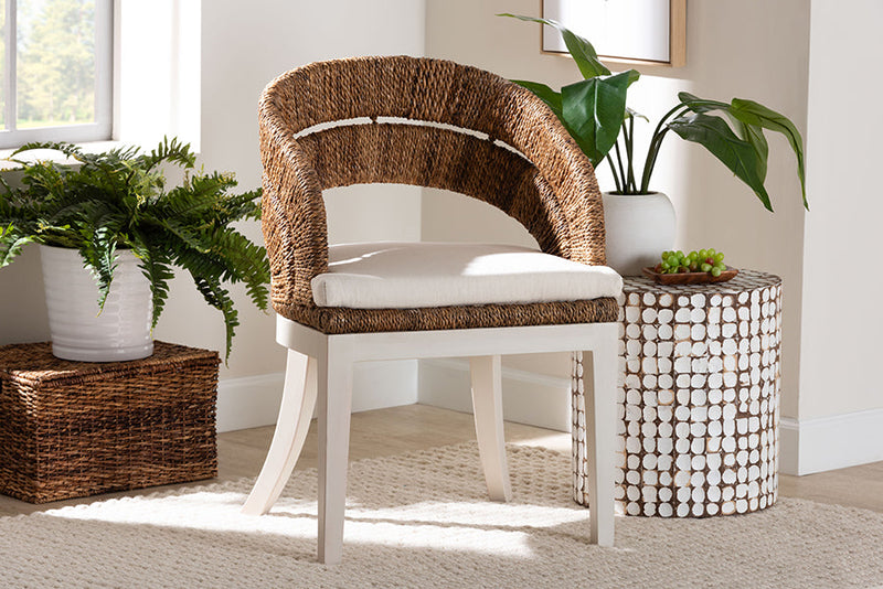 Turner Bohemian Natural Seagrass and Mahogany Wood Dining Chair Baxton