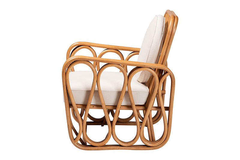 Lianna Bohemian Light Honey Rattan Arm Chair Baxton
