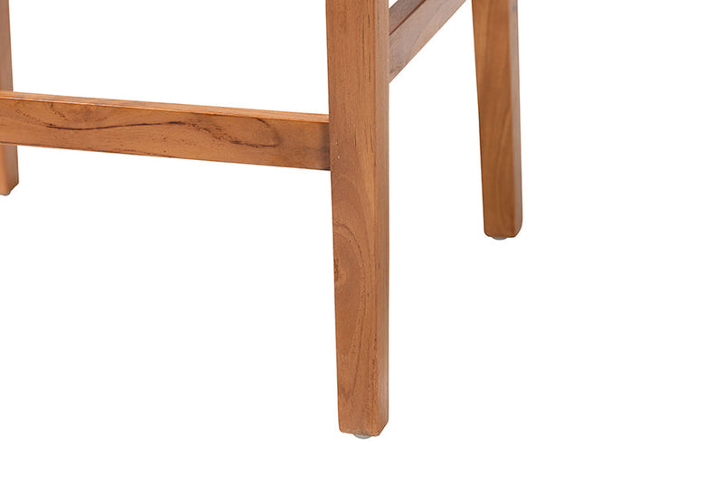 Morris Bohemian Paper Loom and Natural Mahogany Wood 2Pc Bar Stool Set Baxton
