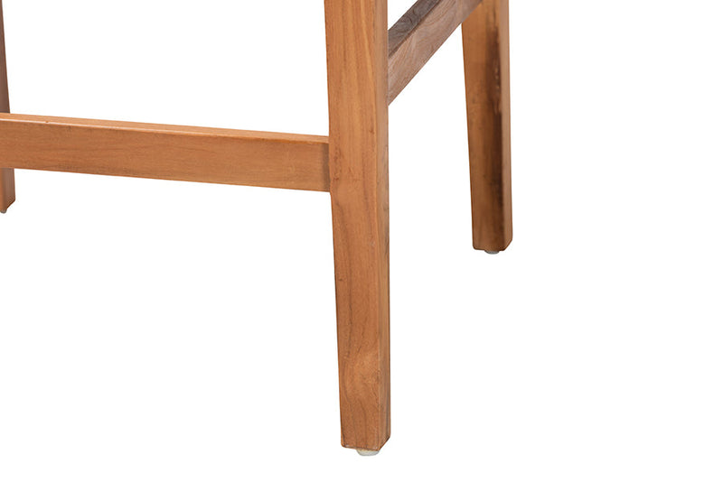 Morris Bohemian Paper Loom and Natural Mahogany Wood 2Pc Counter Stool Set Baxton