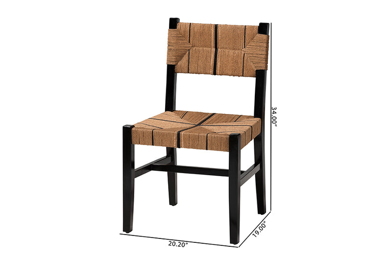 Morris Bohemian Paper Loom and Black Mahogany Wood Dining Chair