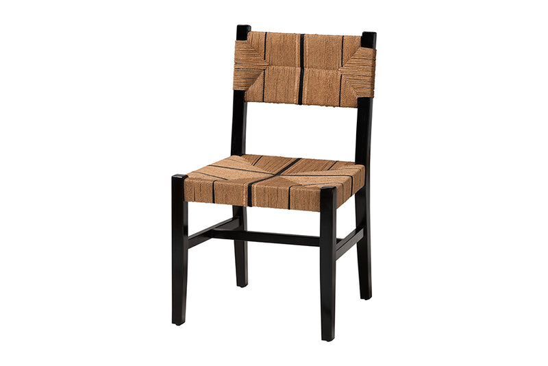 Morris Bohemian Paper Loom and Black Mahogany Wood Dining Chair