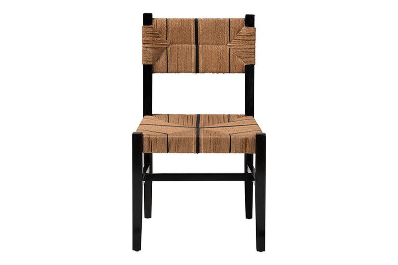 Morris Bohemian Paper Loom and Black Mahogany Wood Dining Chair Baxton