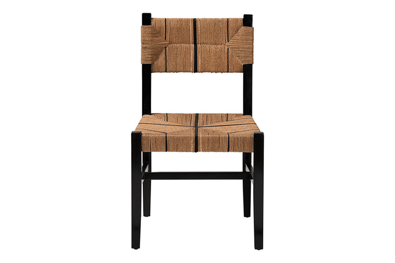 Morris Bohemian Paper Loom and Black Mahogany Wood Dining Chair