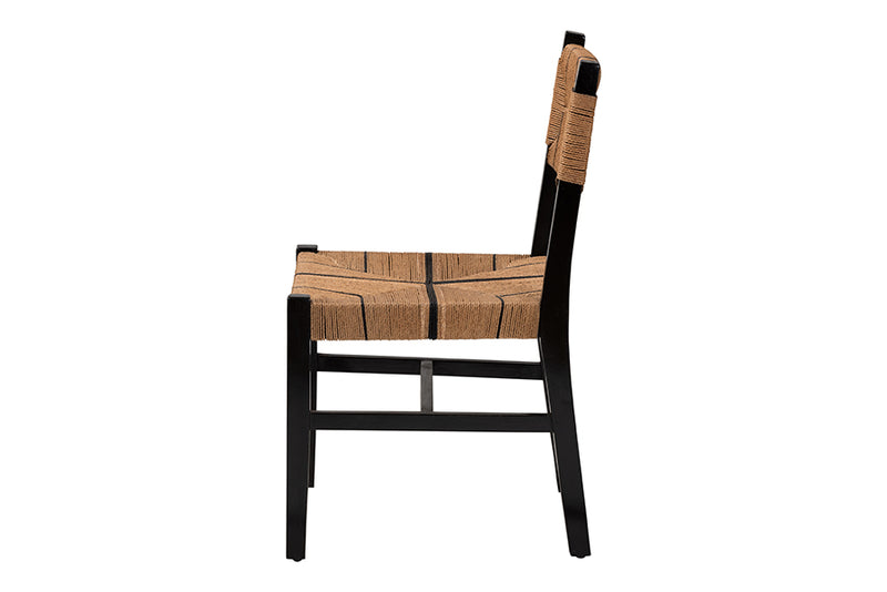 Morris Bohemian Paper Loom and Black Mahogany Wood Dining Chair