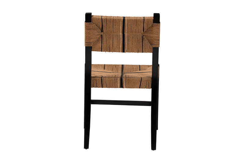 Morris Bohemian Paper Loom and Black Mahogany Wood Dining Chair Baxton