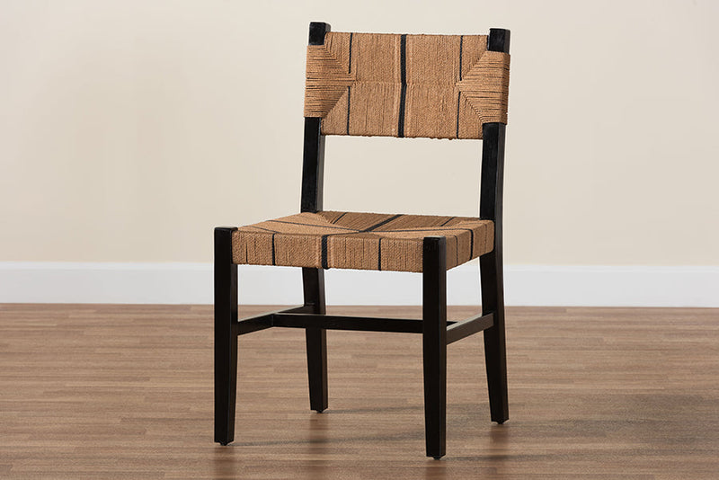 Morris Bohemian Paper Loom and Black Mahogany Wood Dining Chair Baxton