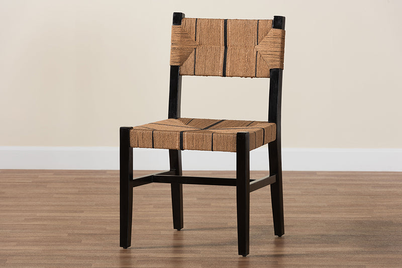 Morris Bohemian Paper Loom and Black Mahogany Wood Dining Chair