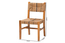 Morris Bohemian Paper Loom and Natural Mahogany Wood Dining Chair Baxton