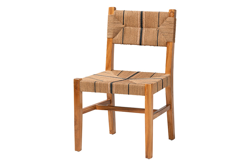 Morris Bohemian Paper Loom and Natural Mahogany Wood Dining Chair