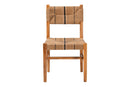 Morris Bohemian Paper Loom and Natural Mahogany Wood Dining Chair Baxton