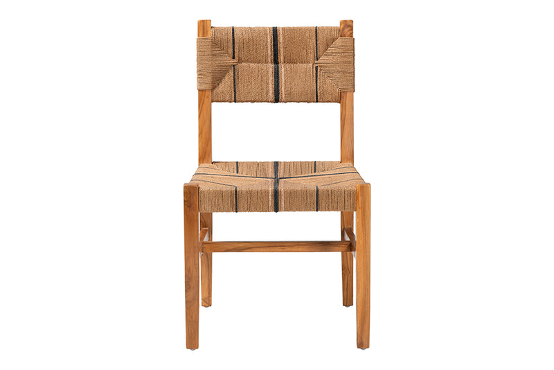 Morris Bohemian Paper Loom and Natural Mahogany Wood Dining Chair