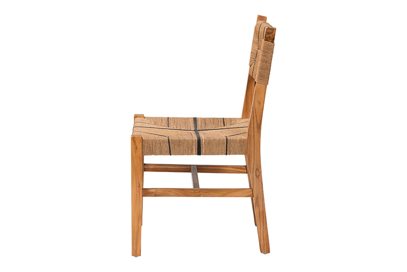 Morris Bohemian Paper Loom and Natural Mahogany Wood Dining Chair