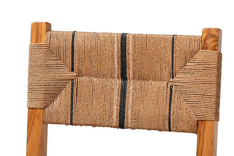 Morris Bohemian Paper Loom and Natural Mahogany Wood Dining Chair Baxton