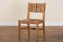 Morris Bohemian Paper Loom and Natural Mahogany Wood Dining Chair Baxton