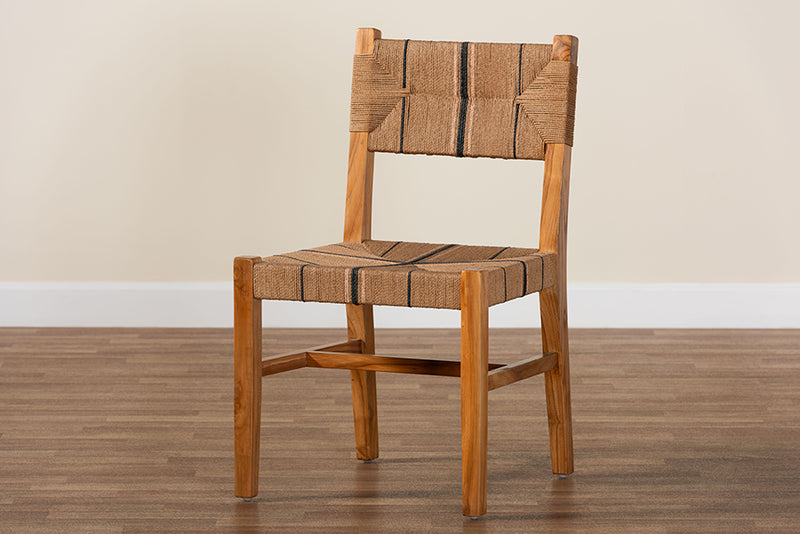 Morris Bohemian Paper Loom and Natural Mahogany Wood Dining Chair