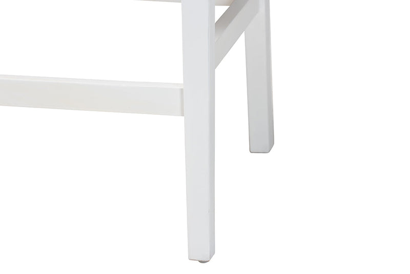 Savannah Bohemian Paper Loom and White Mahogany Wood 2Pc Bar Stool Set Baxton