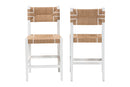 Savannah Bohemian Paper Loom and White Mahogany Wood 2Pc Counter Stool Set Baxton