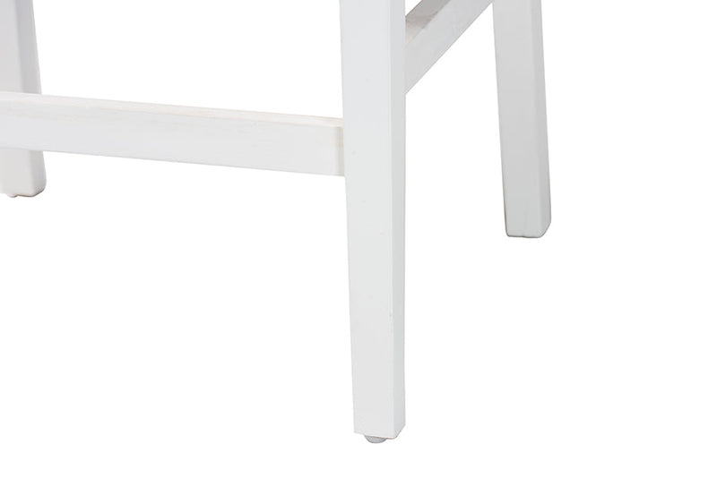 Savannah Bohemian Paper Loom and White Mahogany Wood 2Pc Counter Stool Set Baxton